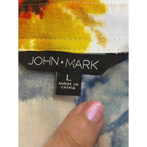 John Mark blue floral tunic, large, resort, casual, bloomcore, feminine, artsy - Picture 6 of 7